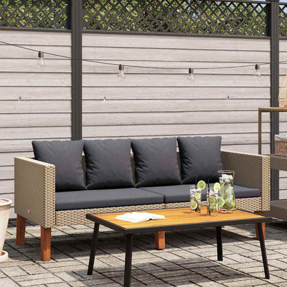 Divano da Giardino a 2 Posti con Cuscini in Polyrattan Beige
