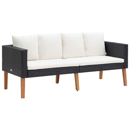 Divano da Giardino a 2 Posti con Cuscini in Polyrattan Nero - homemem39