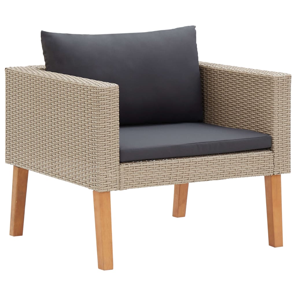 Divano da Giardino Singolo con Cuscini in Polyrattan Beige - homemem39