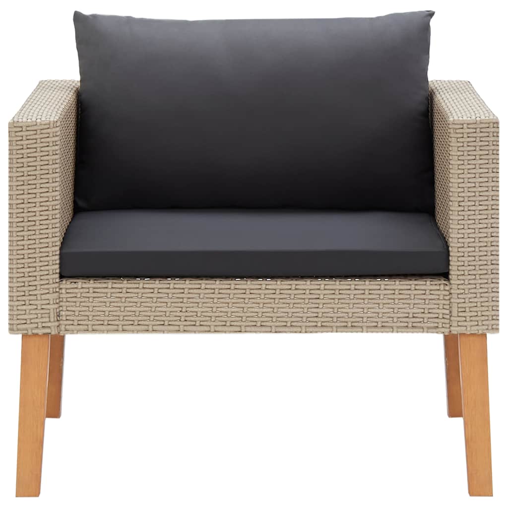 Divano da Giardino Singolo con Cuscini in Polyrattan Beige - homemem39