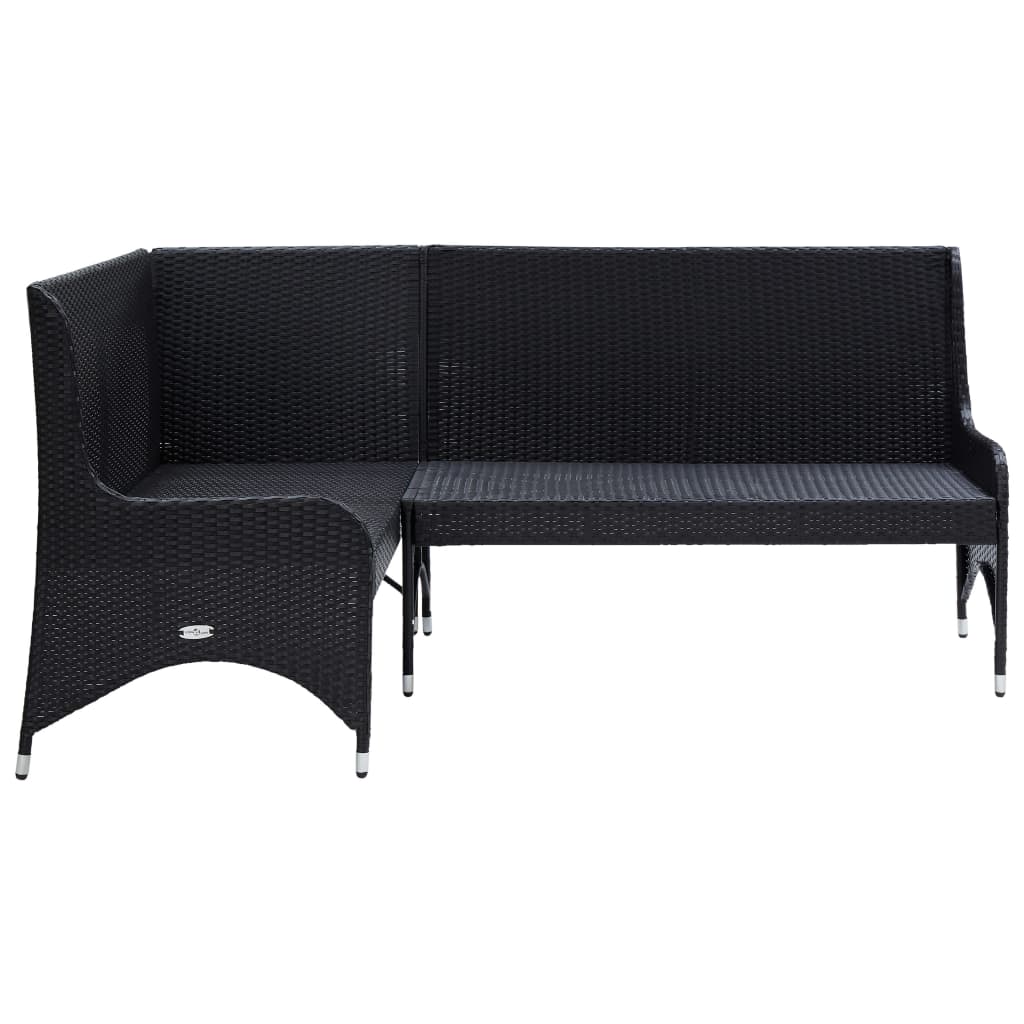 Divani Angolari da Giardino 2 pz in Polyrattan Nero | homemem39