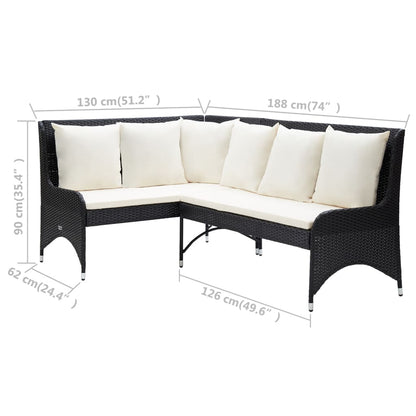 Divani Angolari da Giardino 2 pz in Polyrattan Nero | homemem39
