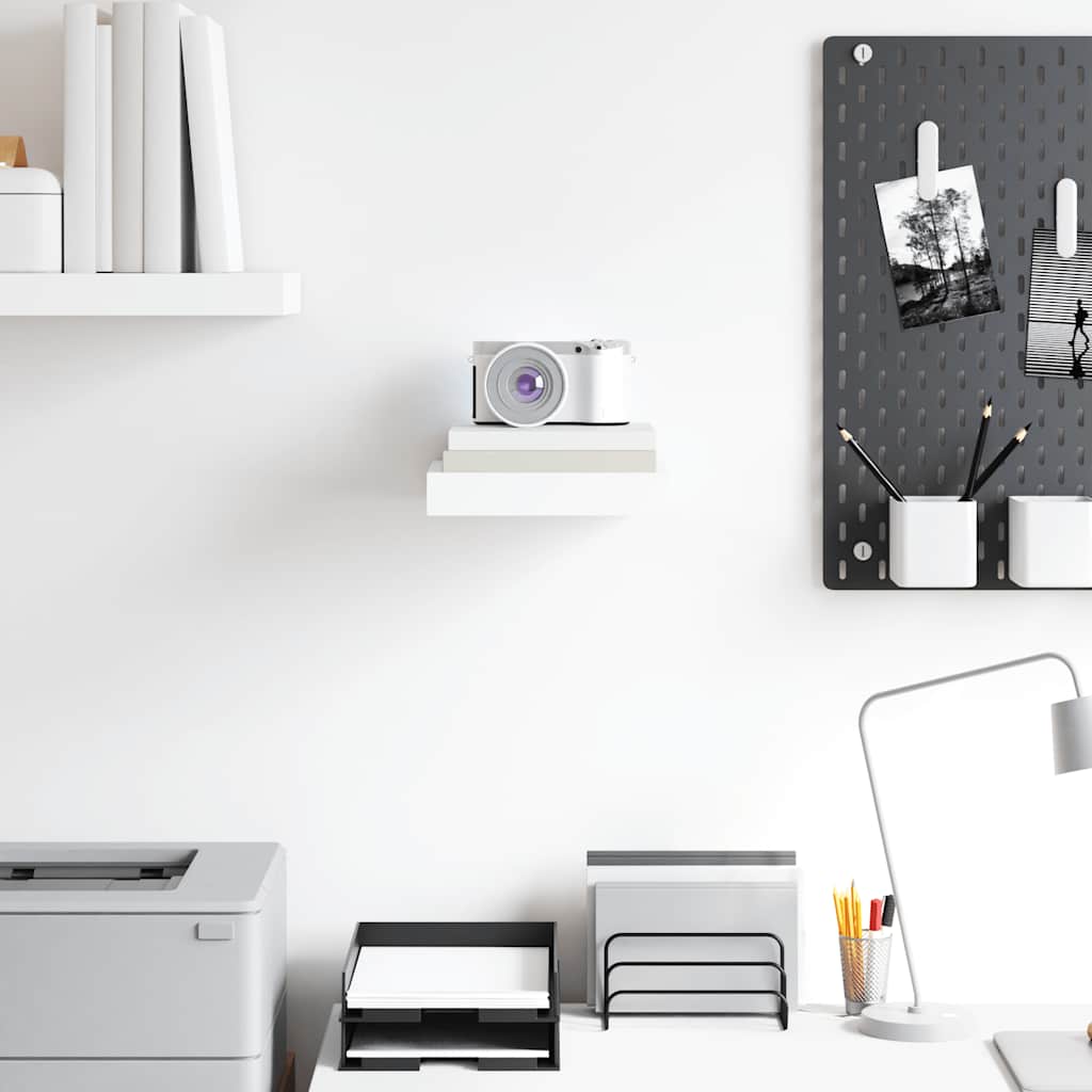 Scaffale a Parete Bianco Lucido 23x23,5x3,8 cm in MDF | homemem39