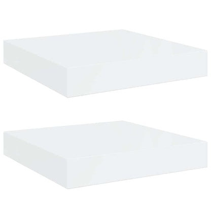 Scaffali a Parete 2 pz Bianco Lucido 23x23,5x3,8 cm in MDF
