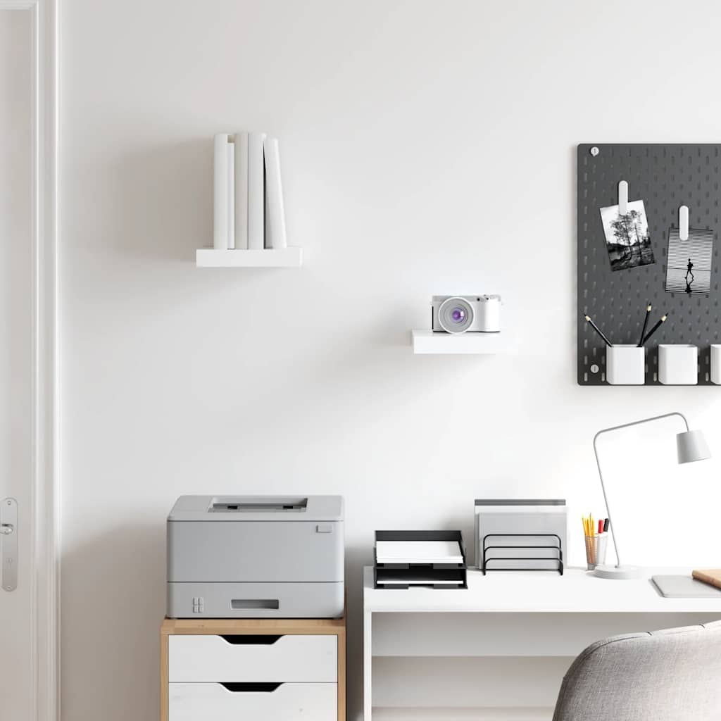 Scaffali a Parete 2 pz Bianco Lucido 23x23,5x3,8 cm in MDF | homemem39