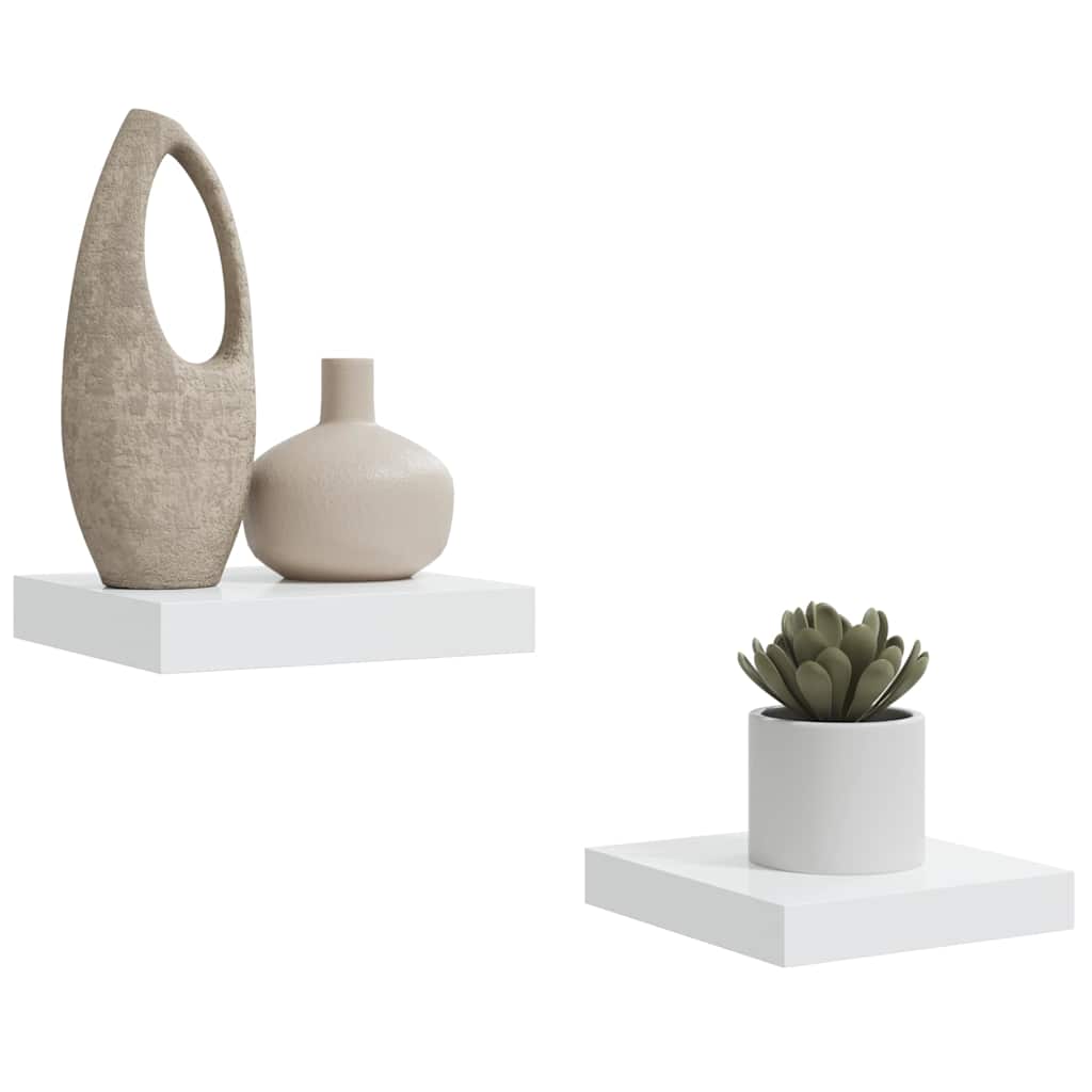 Scaffali a Parete 2 pz Bianco Lucido 23x23,5x3,8 cm in MDF | homemem39