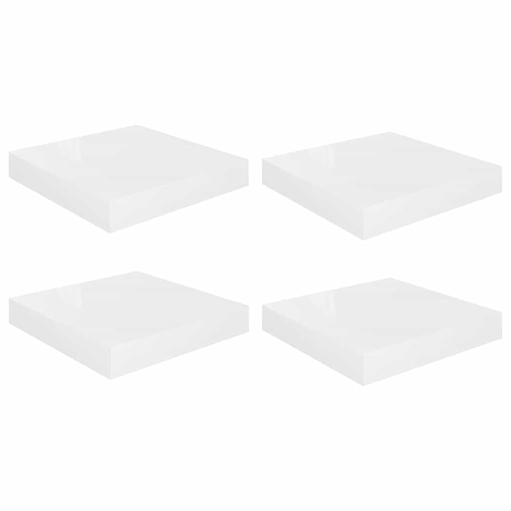 Scaffali a Parete 4 pz Bianco Lucido 23x23,5x3,8 cm in MDF | homemem39