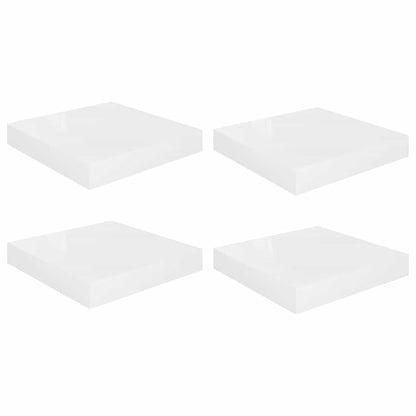 Scaffali a Parete 4 pz Bianco Lucido 23x23,5x3,8 cm in MDF | homemem39
