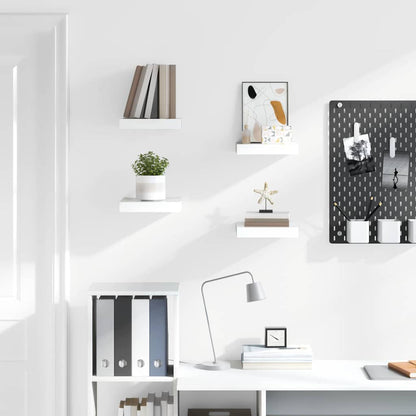 Scaffali a Parete 4 pz Bianco Lucido 23x23,5x3,8 cm in MDF | homemem39