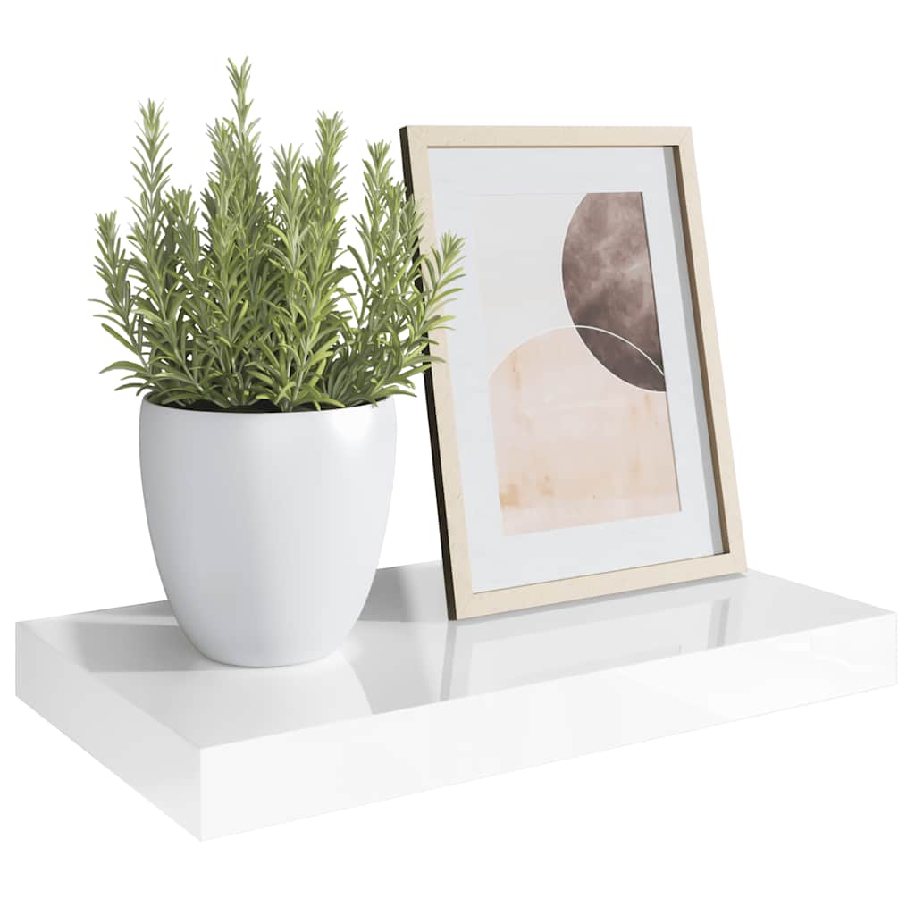 Scaffale a Parete Bianco Lucido 40x23,5x3,8 cm in MDF | homemem39