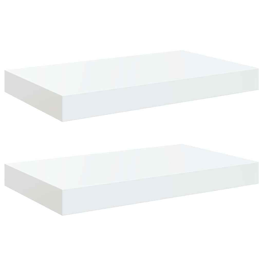 Scaffali a Parete 2 pz Bianco Lucido 40x23,5x3,8 cm in MDF | homemem39
