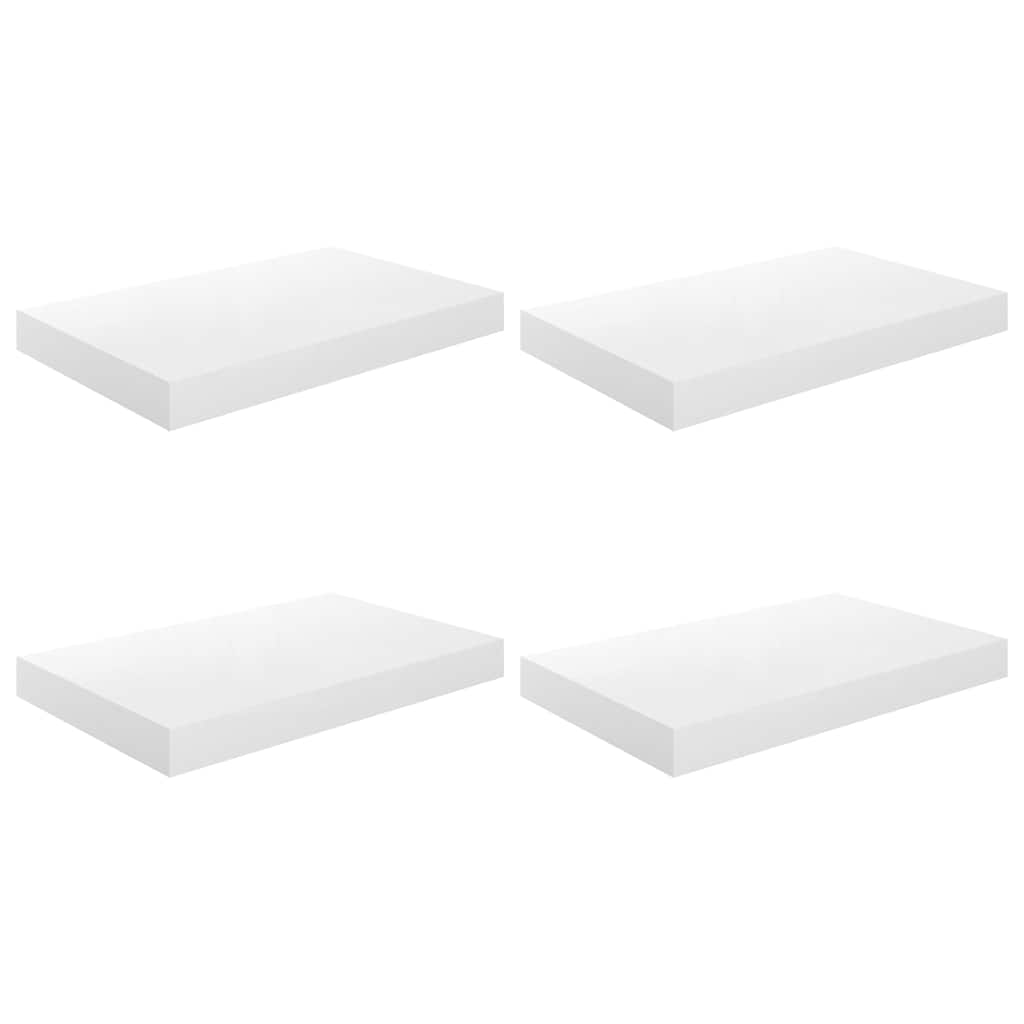 Scaffali a Parete 4 pz Bianco Lucido 40x23,5x3,8 cm in MDF