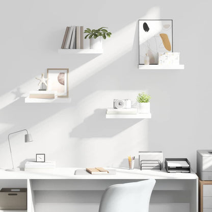 Scaffali a Parete 4 pz Bianco Lucido 40x23,5x3,8 cm in MDF