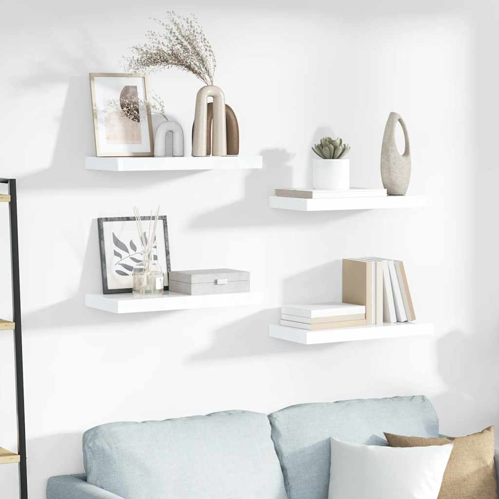 Scaffale a Parete Bianco Lucido 50x23,5x3,8 cm in MDF | homemem39