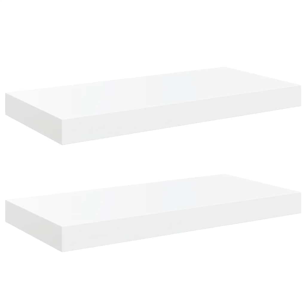 Scaffali a Parete 2 pz Bianco Lucido 50x23,5x3,8 cm in MDF | homemem39