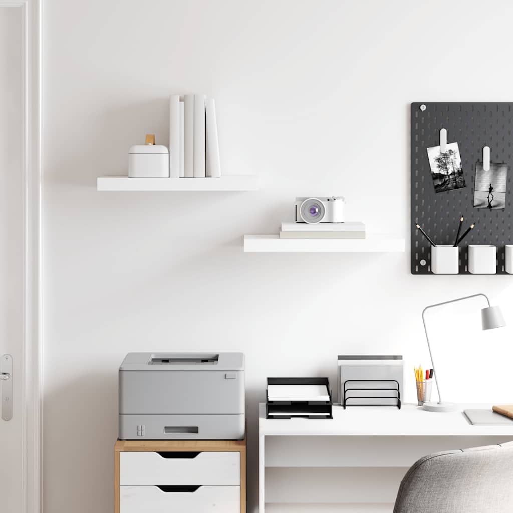 Scaffali a Parete 2 pz Bianco Lucido 50x23,5x3,8 cm in MDF | homemem39