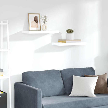 Scaffali a Parete 2 pz Bianco Lucido 50x23,5x3,8 cm in MDF