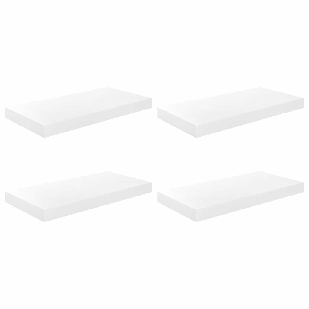 Scaffali a Parete 4 pz Bianco Lucido 50x23,5x3,8 cm in MDF | homemem39
