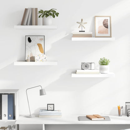 Scaffali a Parete 4 pz Bianco Lucido 50x23,5x3,8 cm in MDF | homemem39