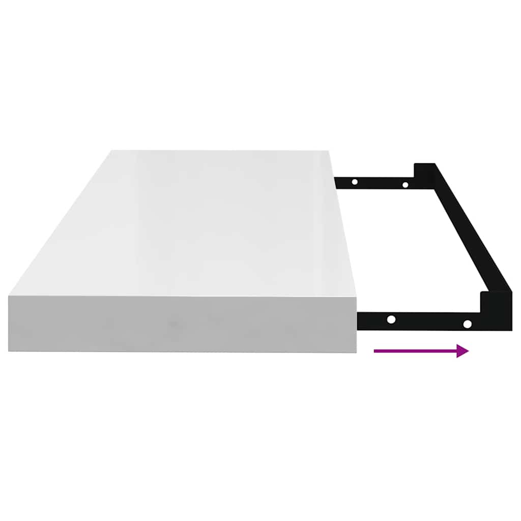 Scaffale a Parete Bianco Lucido 60x23,5x3,8 cm in MDF | homemem39