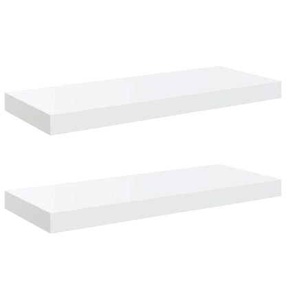 Scaffali a Parete 2 pz Bianco Lucido 60x23,5x3,8 cm in MDF | homemem39