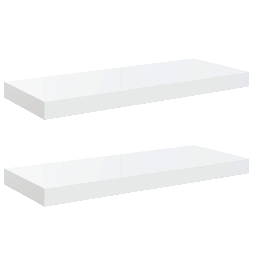 Scaffali a Parete 2 pz Bianco Lucido 60x23,5x3,8 cm in MDF