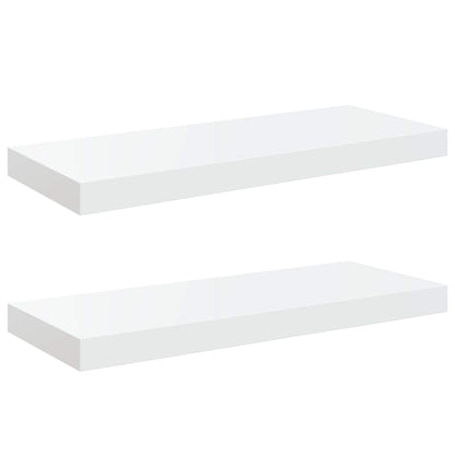 Scaffali a Parete 2 pz Bianco Lucido 60x23,5x3,8 cm in MDF