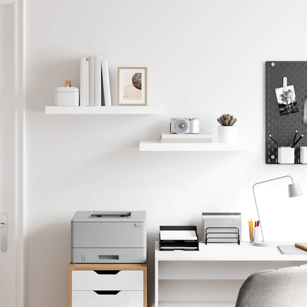 Scaffali a Parete 2 pz Bianco Lucido 60x23,5x3,8 cm in MDF | homemem39