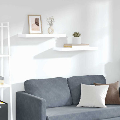 Scaffali a Parete 2 pz Bianco Lucido 60x23,5x3,8 cm in MDF