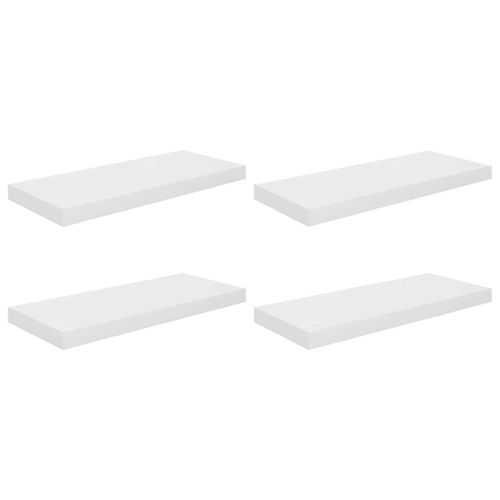 Scaffali a Parete 4 pz Bianco Lucido 60x23,5x3,8 cm in MDF