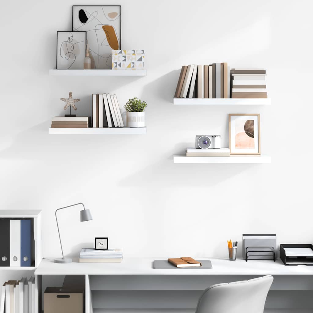 Scaffali a Parete 4 pz Bianco Lucido 60x23,5x3,8 cm in MDF | homemem39