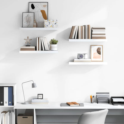 Scaffali a Parete 4 pz Bianco Lucido 60x23,5x3,8 cm in MDF | homemem39