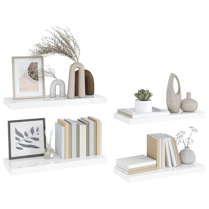 Scaffali a Parete 4 pz Bianco Lucido 60x23,5x3,8 cm in MDF | homemem39