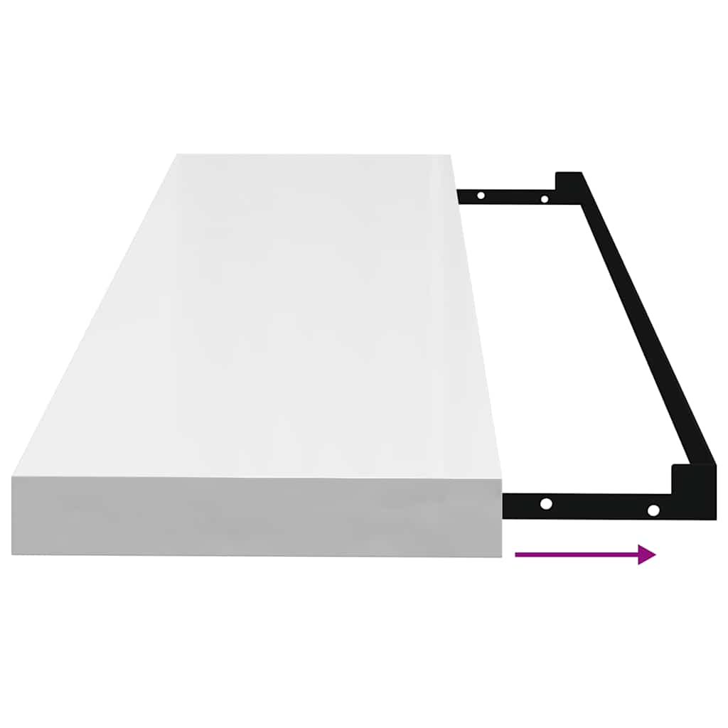 Scaffale a Parete Bianco Lucido 80x23,5x3,8 cm in MDF | homemem39