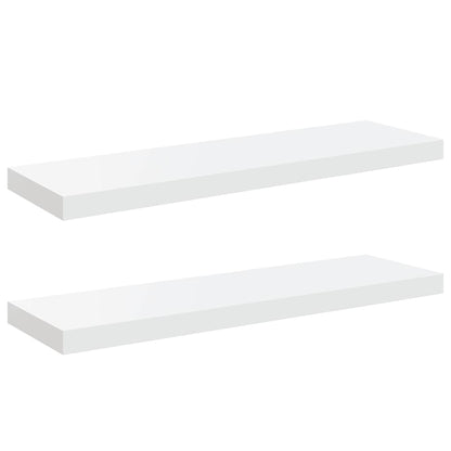 Scaffali a Parete 2 pz Bianco Lucido 80x23,5x3,8 cm in MDF | homemem39