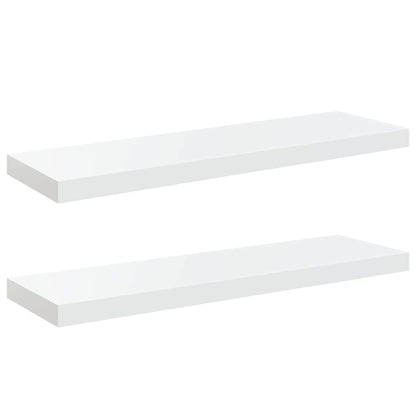 Scaffali a Parete 2 pz Bianco Lucido 80x23,5x3,8 cm in MDF