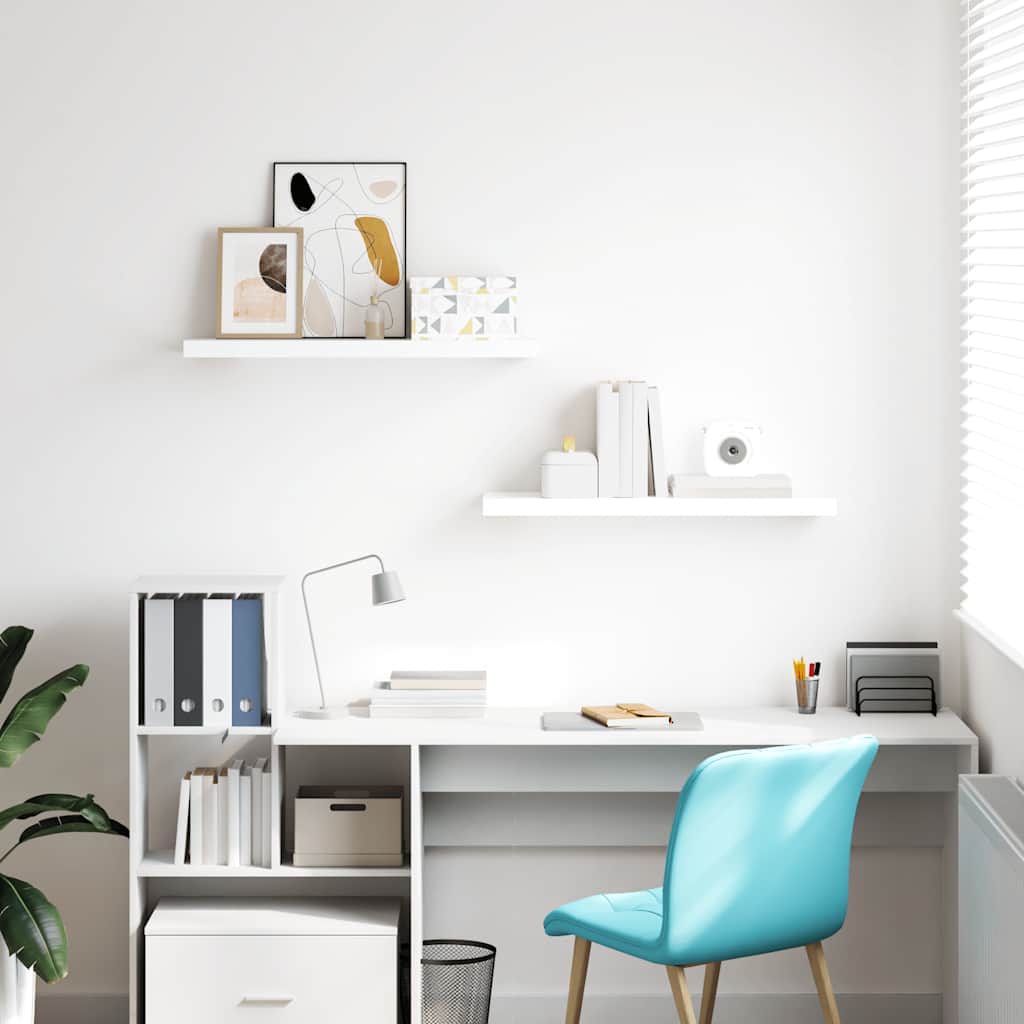 Scaffali a Parete 2 pz Bianco Lucido 80x23,5x3,8 cm in MDF | homemem39