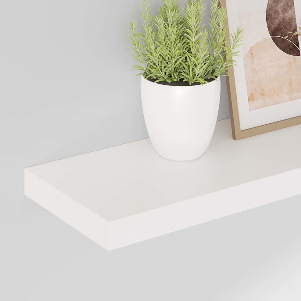 Scaffali a Parete 2 pz Bianco Lucido 80x23,5x3,8 cm in MDF