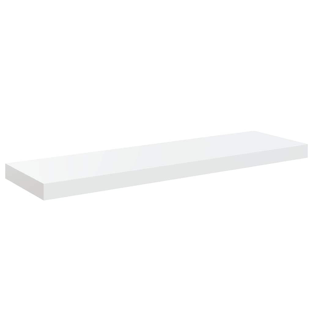 Scaffali a Parete 2 pz Bianco Lucido 80x23,5x3,8 cm in MDF