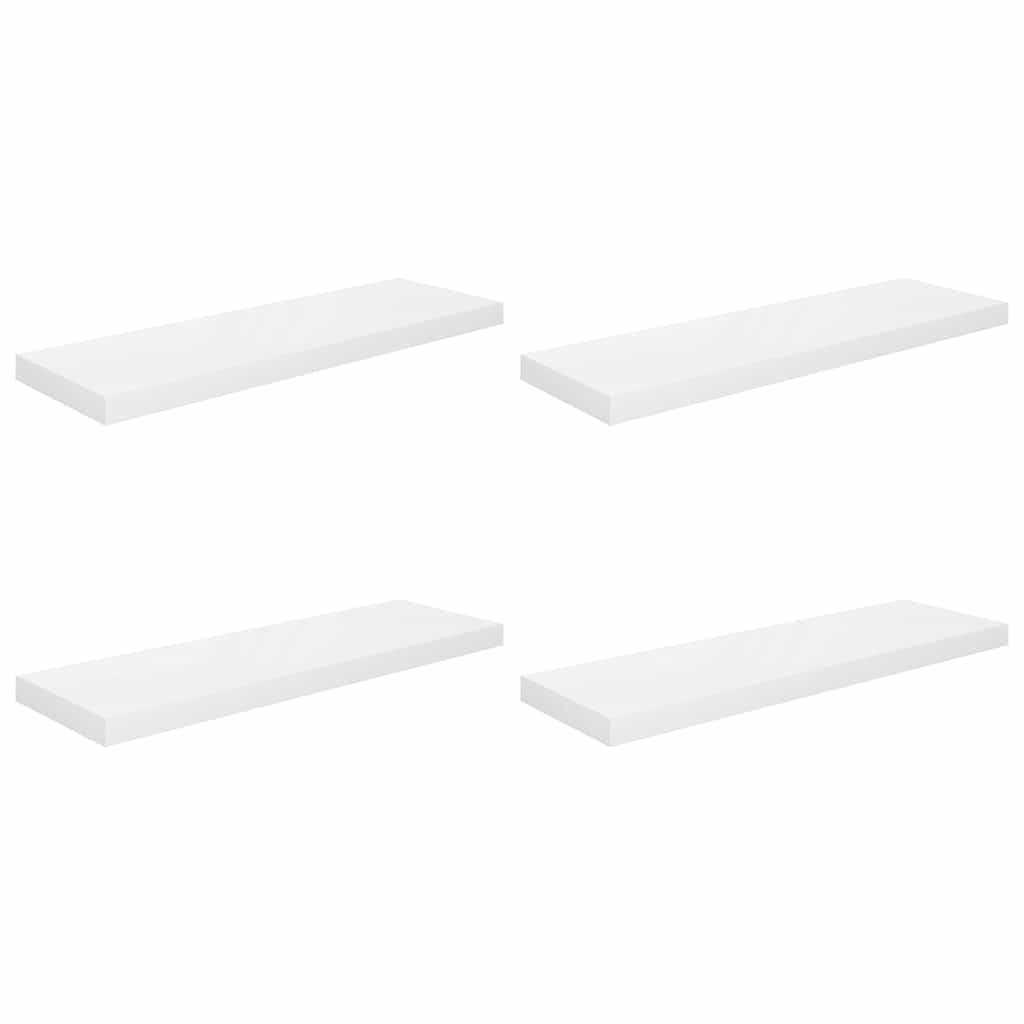 Scaffali a Parete 4 pz Bianco Lucido 80x23,5x3,8 cm in MDF