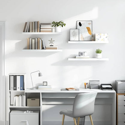 Scaffali a Parete 4 pz Bianco Lucido 80x23,5x3,8 cm in MDF