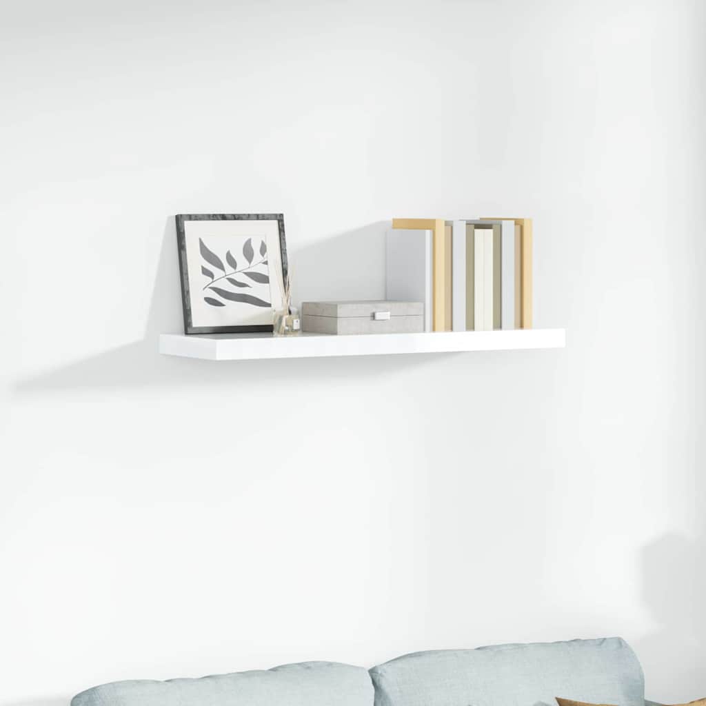 Scaffale a Parete Bianco Lucido 90x23,5x3,8 cm in MDF | homemem39