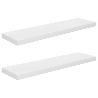 Scaffali a Parete 2 pz Bianco Lucido 90x23,5x3,8 cm in MDF | homemem39