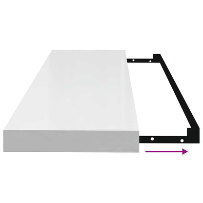 Scaffali a Parete 2 pz Bianco Lucido 90x23,5x3,8 cm in MDF | homemem39