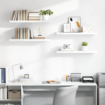 Scaffali a Parete 4 pz Bianco Lucido 23x23,5x3,8 cm in MDF | homemem39