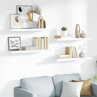 Scaffali a Parete 4 pz Bianco Lucido 23x23,5x3,8 cm in MDF | homemem39