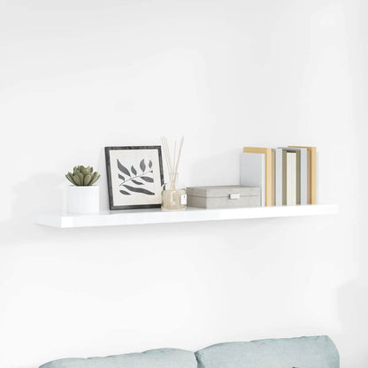 Scaffale a Parete Bianco Lucido 120x23,5x3,8 cm in MDF