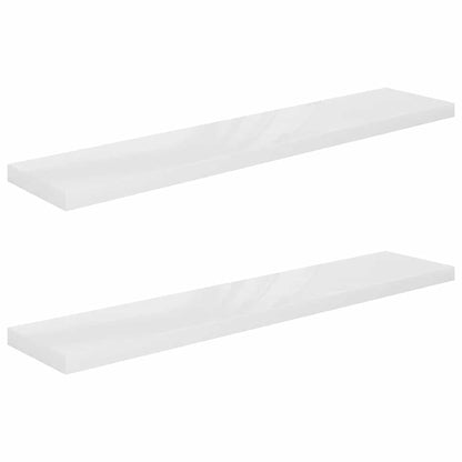 Scaffali a Parete 2 pz Bianco Lucido 120x23,5x3,8 cm in MDF | homemem39