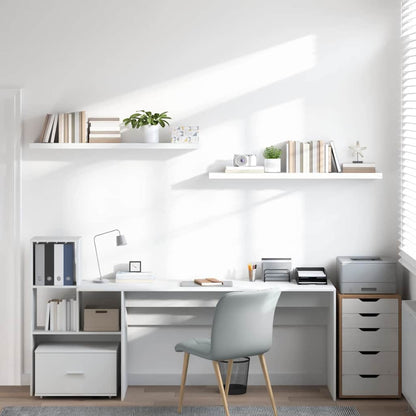 Scaffali a Parete 2 pz Bianco Lucido 120x23,5x3,8 cm in MDF | homemem39