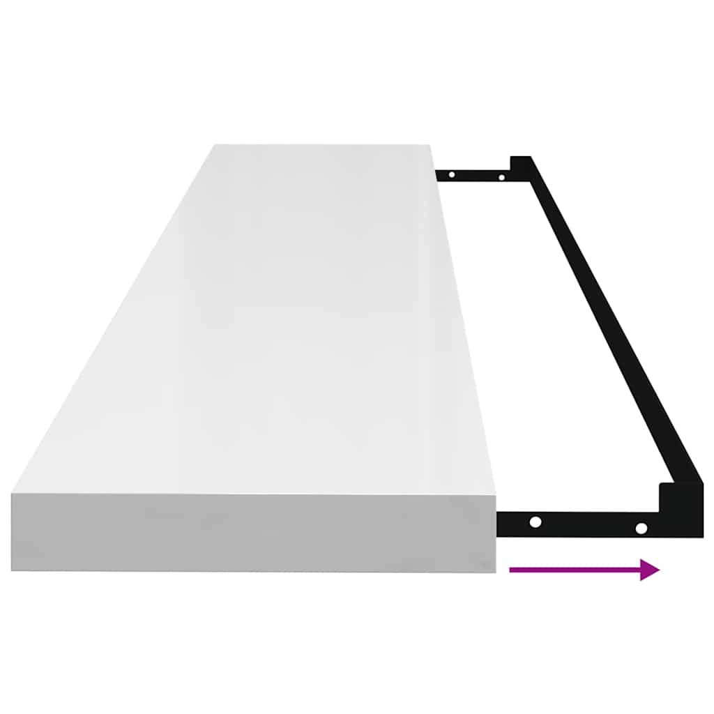 Scaffali a Parete 2 pz Bianco Lucido 120x23,5x3,8 cm in MDF | homemem39